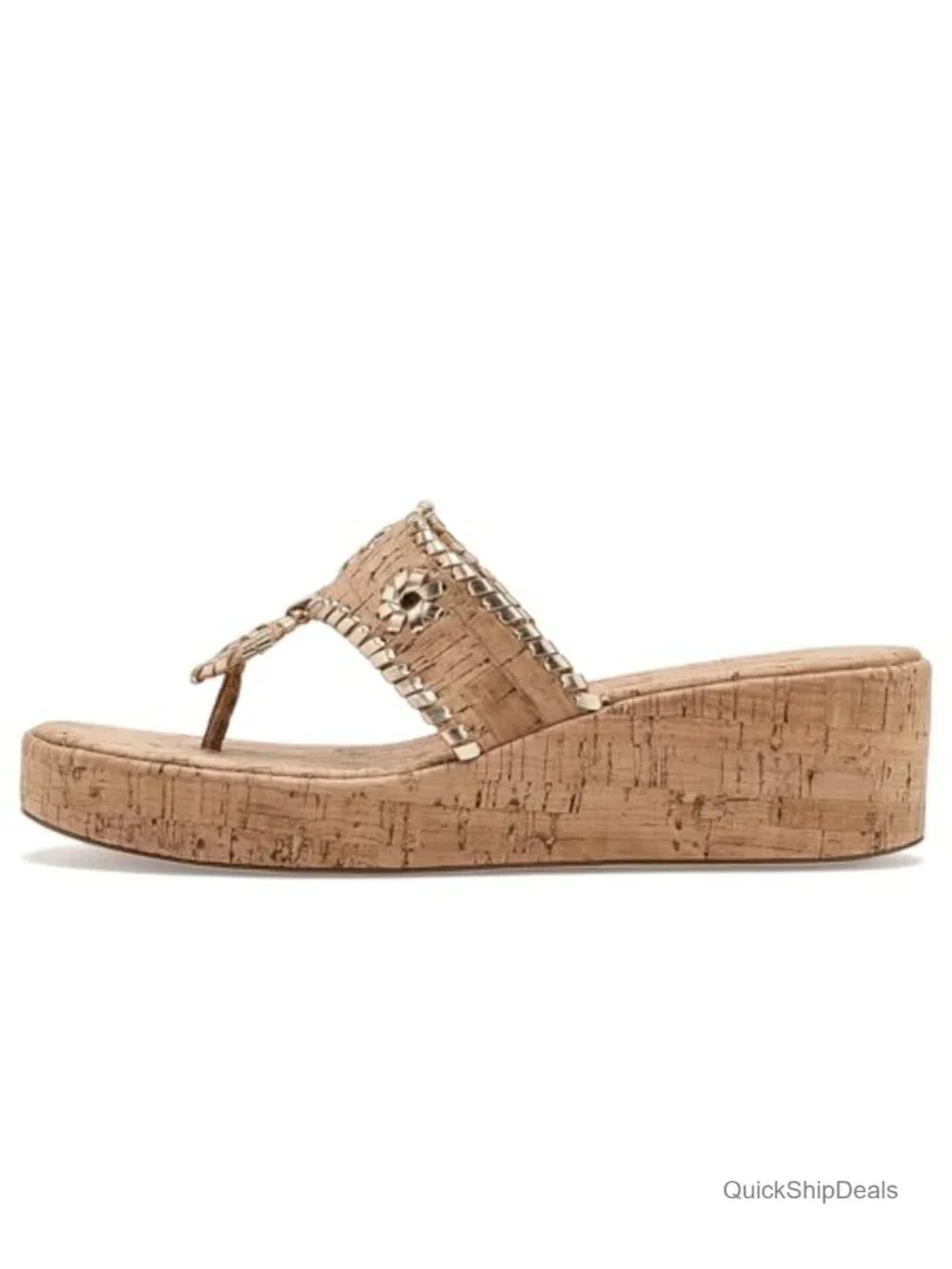 Wedge Sandals with Premium Leather Upper and Cork Sole